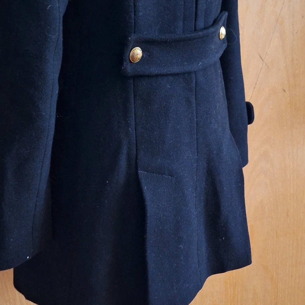 Trina Turk  Black Wool Blend Military Coat Size 2 - Picture 5 of 15